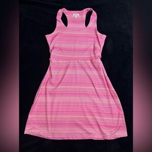 TEHAMA Pink Striped Midi Dress